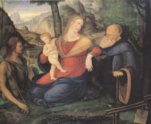 Jacopo de Barbari The Virgin and child Between John the Baptist and Anthony Abbot (mk05) Sweden oil painting art